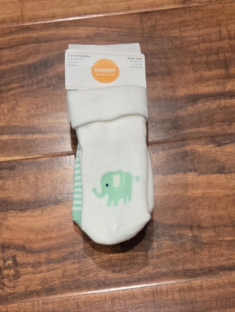 Gymboree NWT/GUC 6-12 Months Minto Green Striped Elephant Romper and Socks (2)